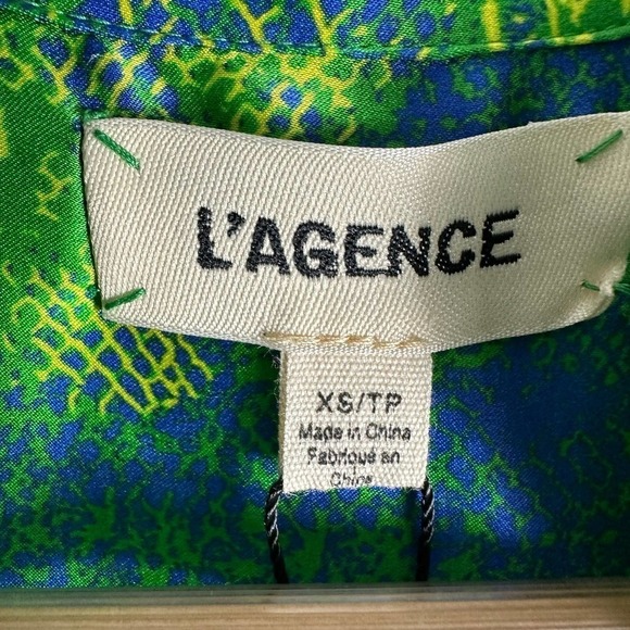 L’AGENCE Madison Shirt Mini Silk Satin Dress size XS Amazon Green - Picture 8 of 10